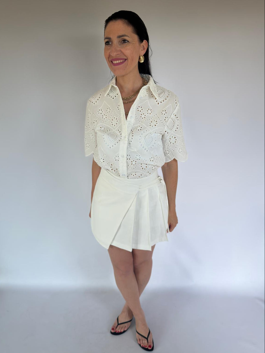 Camicia manica bianca Sangallo
