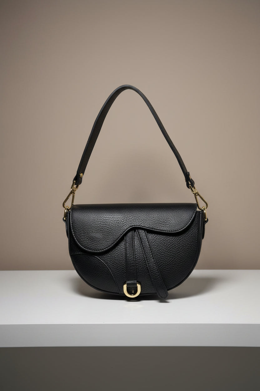 Borsa nera in pelle a tracolla