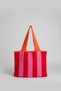 Borsa a righe rosa e arancione