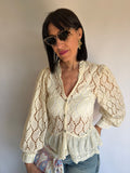 Camicia effetto Sangallo crema