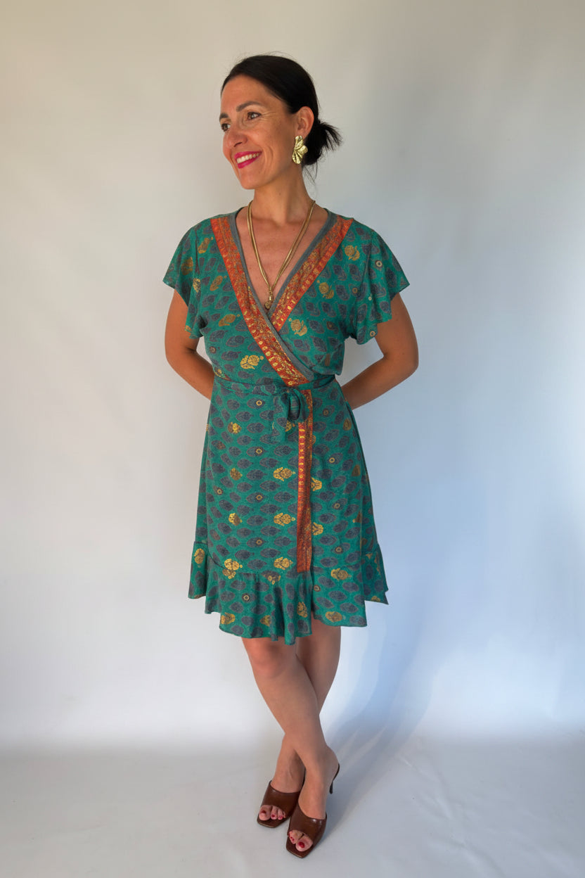 Vestito a pareo verde oro