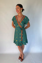 Vestito a pareo verde oro
