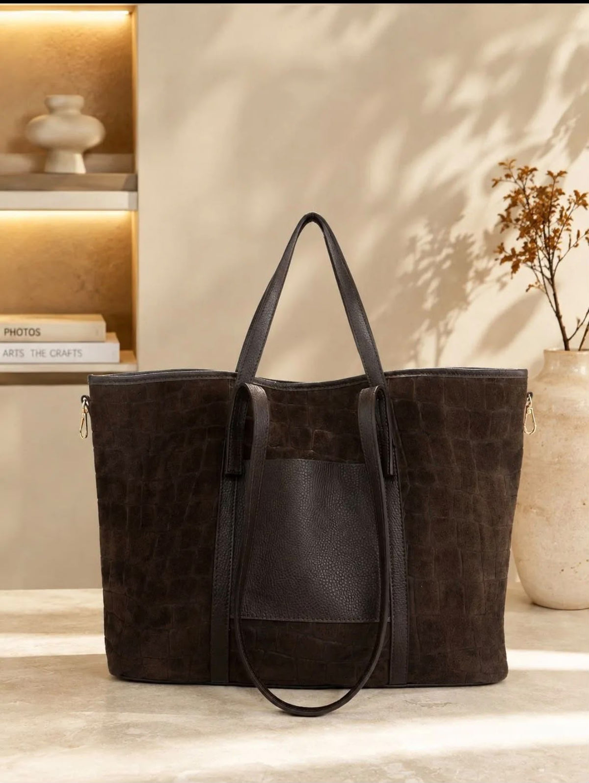 Borsa marrone in pelle grande