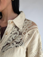 Giacca a camicia denim avorio