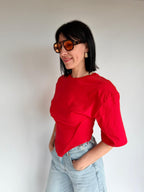 T-shirt effetto corsetto rosso