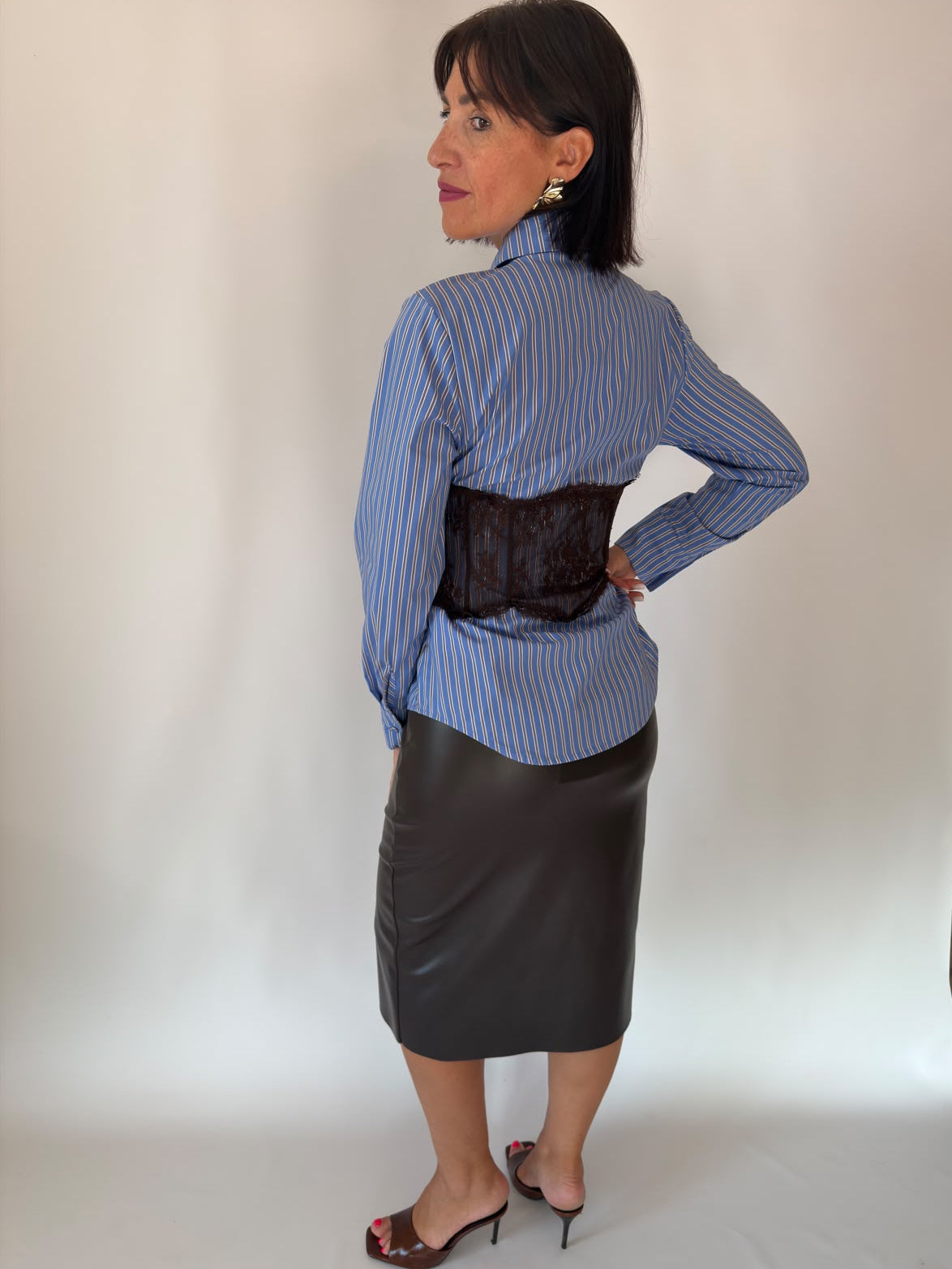 Camicia a righe con corpetto