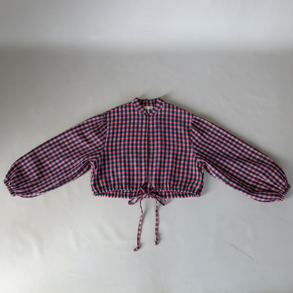 Camicia a quadri rosa con zip