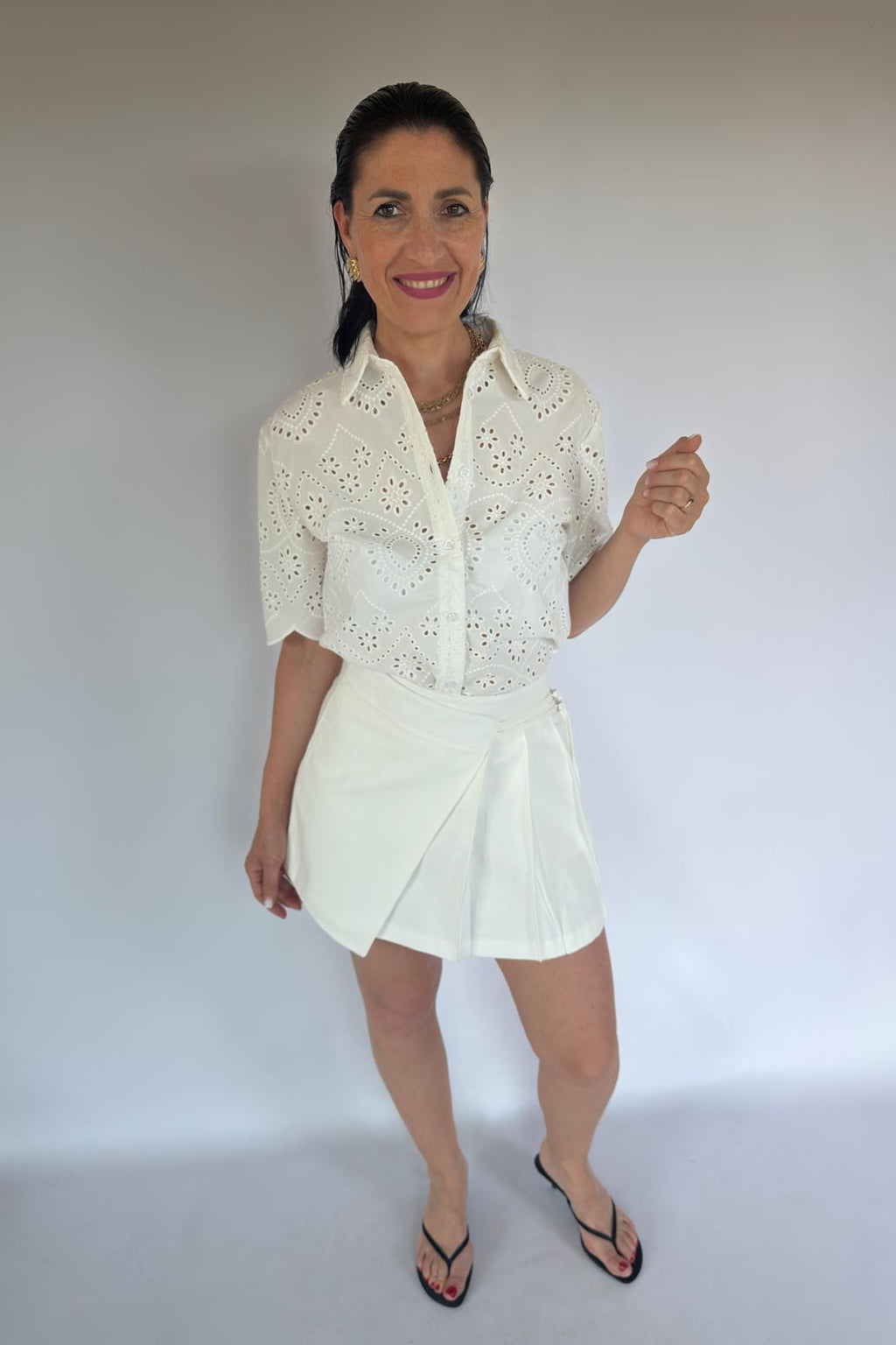 Camicia manica bianca Sangallo