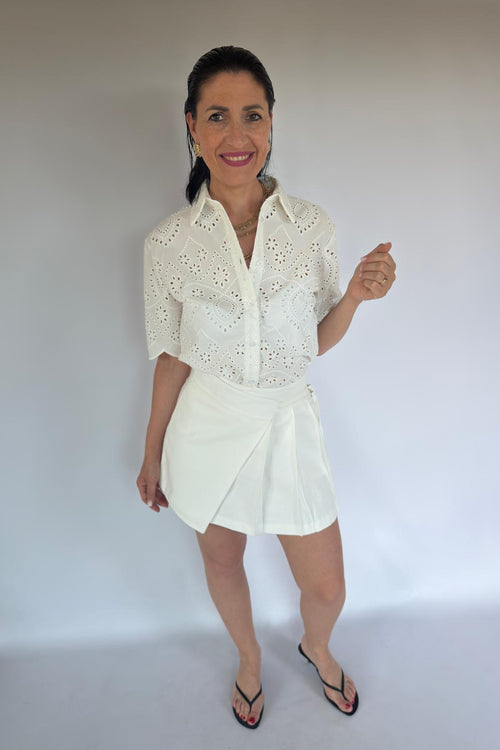 Camicia manica bianca Sangallo