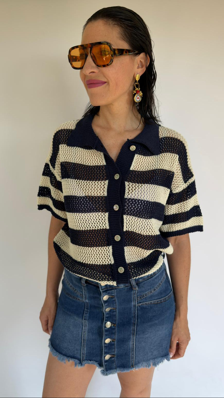 Maglia a righe blu