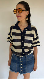 Maglia a righe blu