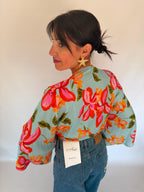 Camicia floreale azzurra