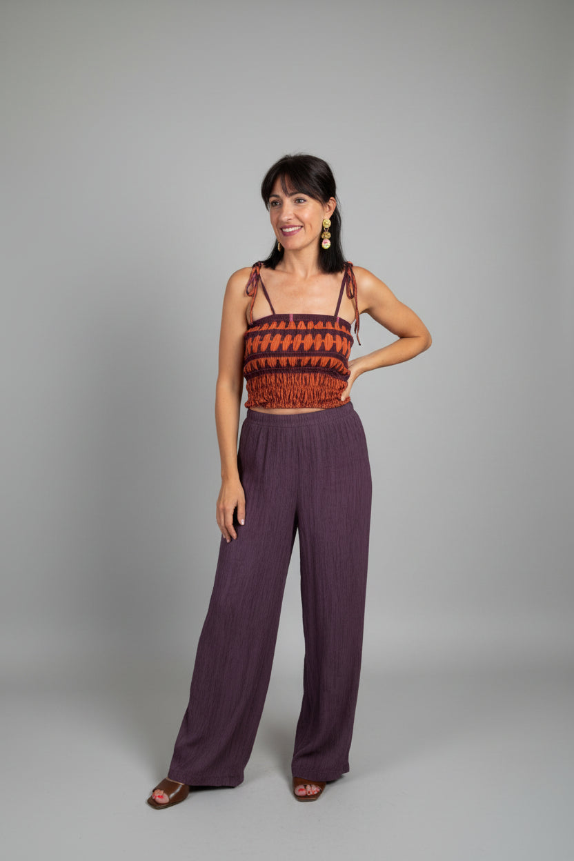 coordinato elasticizzato viola
