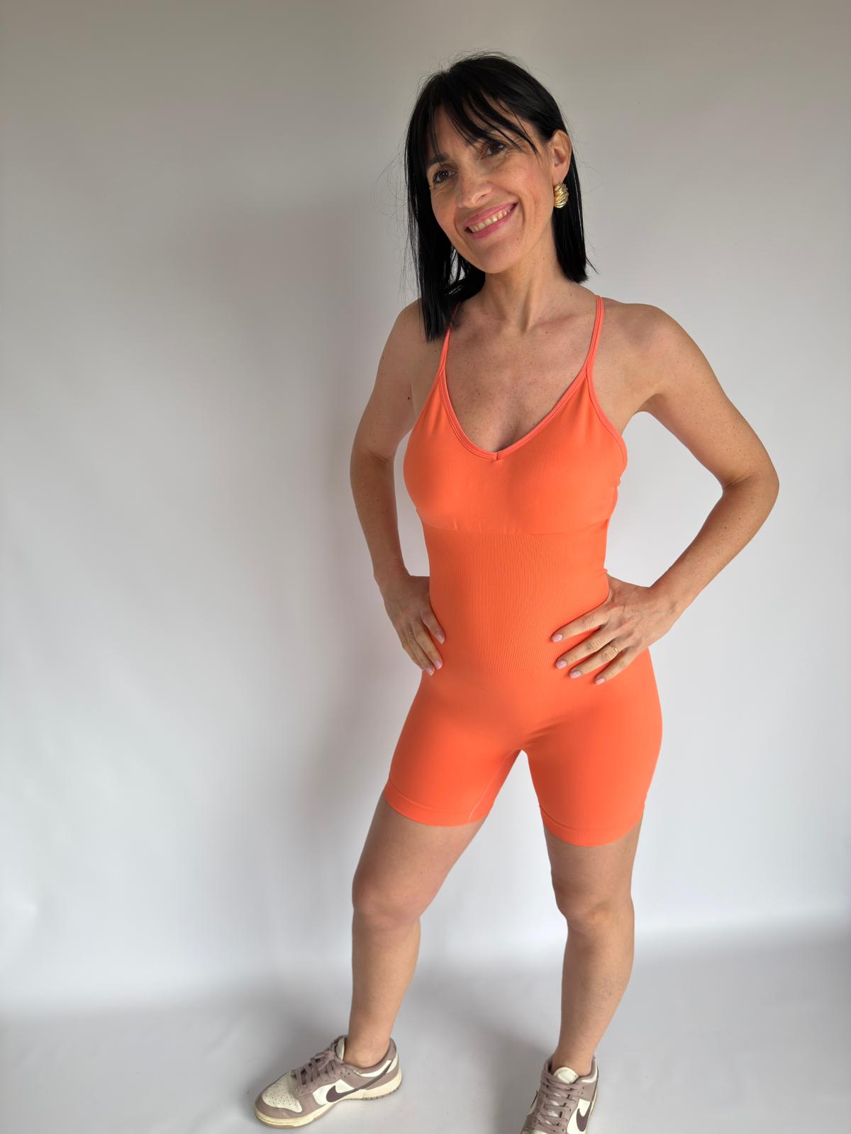 Tuta Jumpsuite scrunch corta arancione