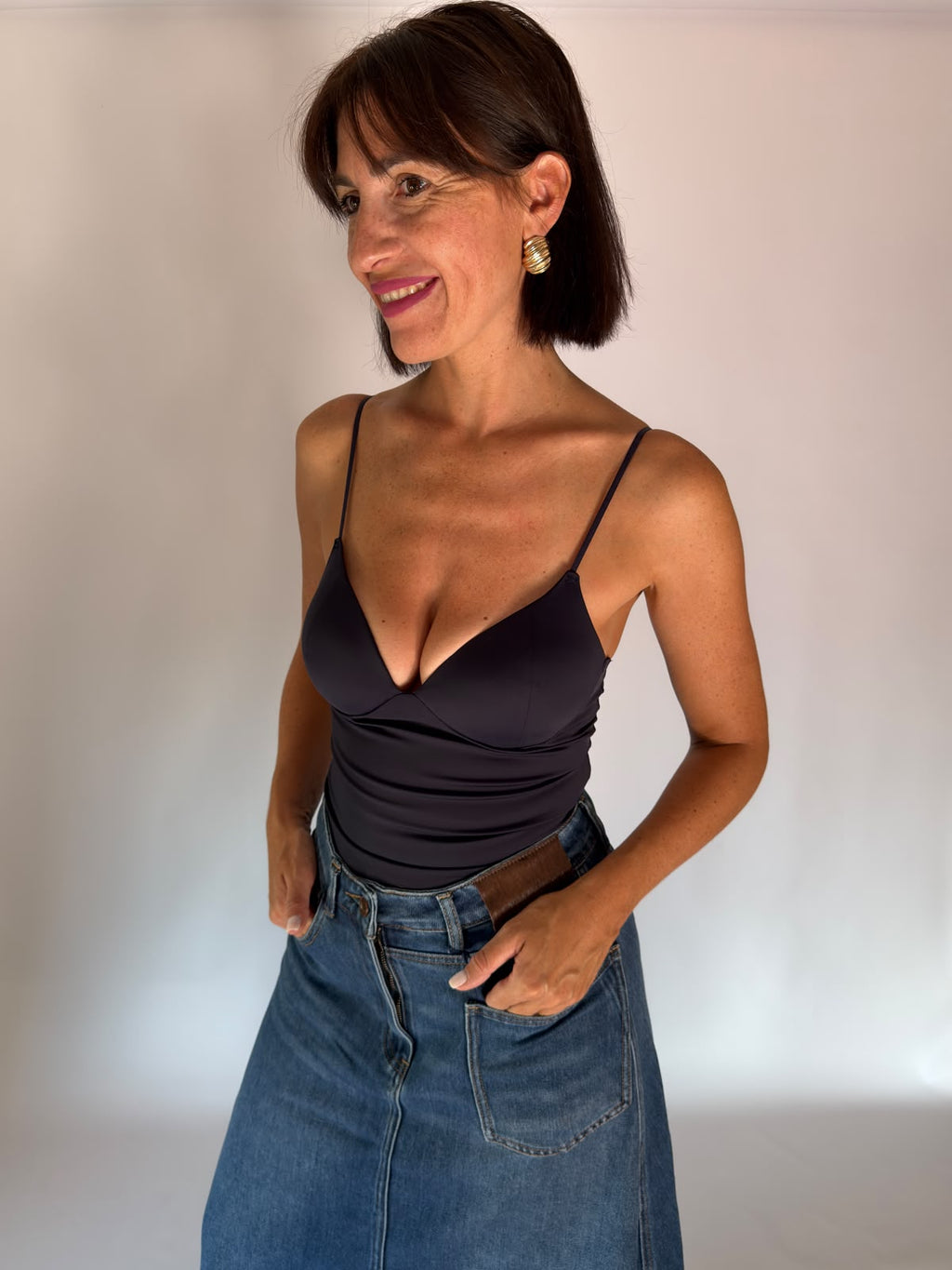 Top contenitivo blu