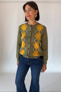 Cardigan verdone con rombi