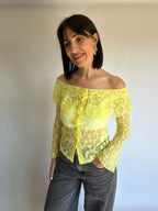 Top in pizzo a maniche lunghe