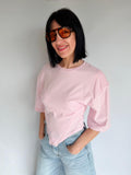 T-shirt effetto corsetto rosa