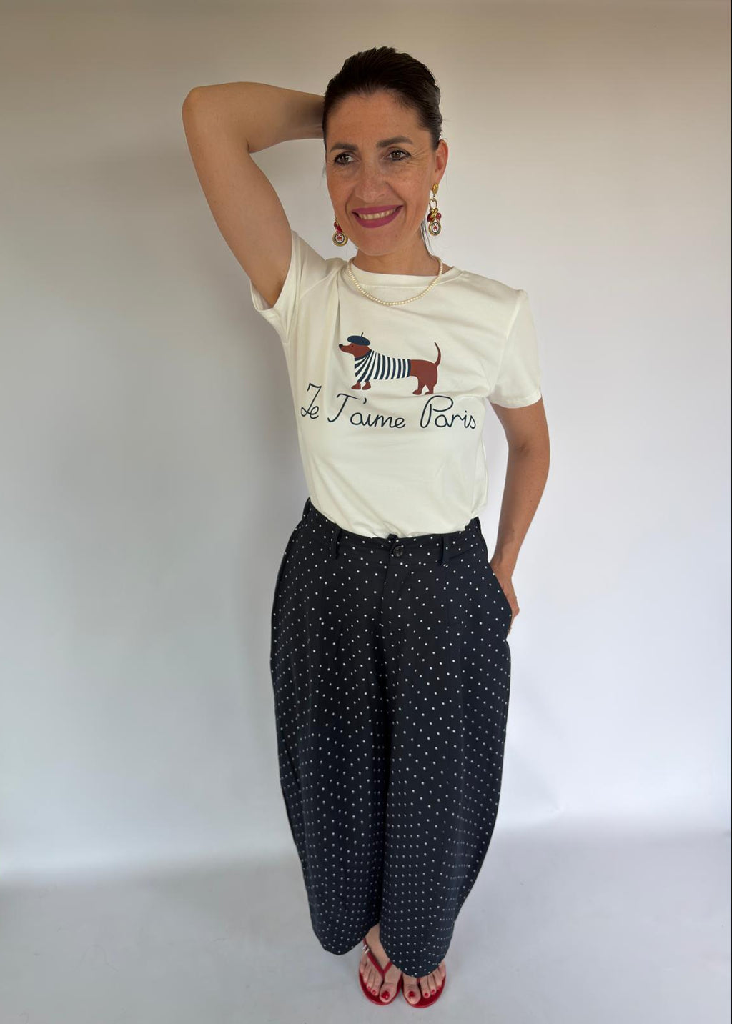 Pantalone ballon blu a pois
