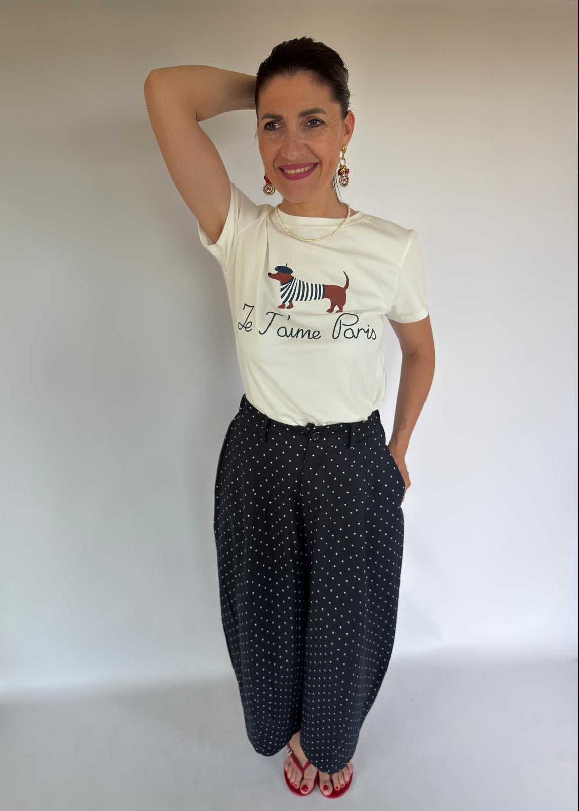 Pantalone ballon blu a pois