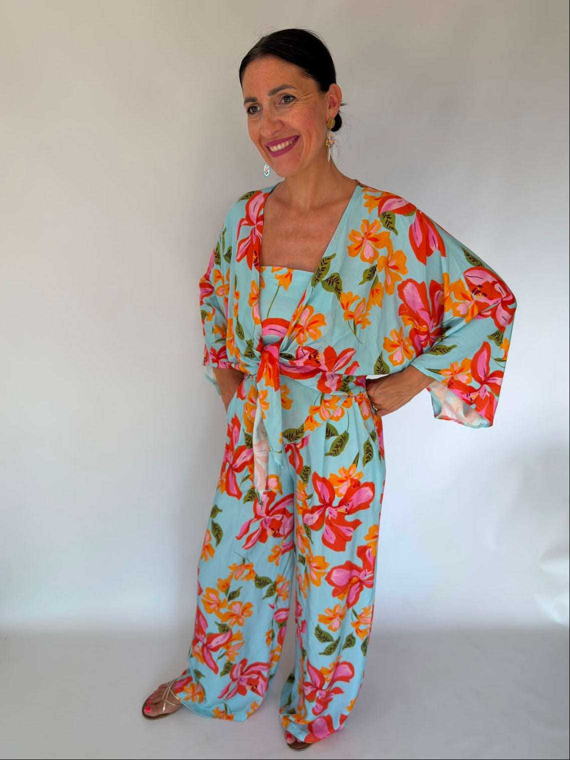 Camicia floreale azzurra