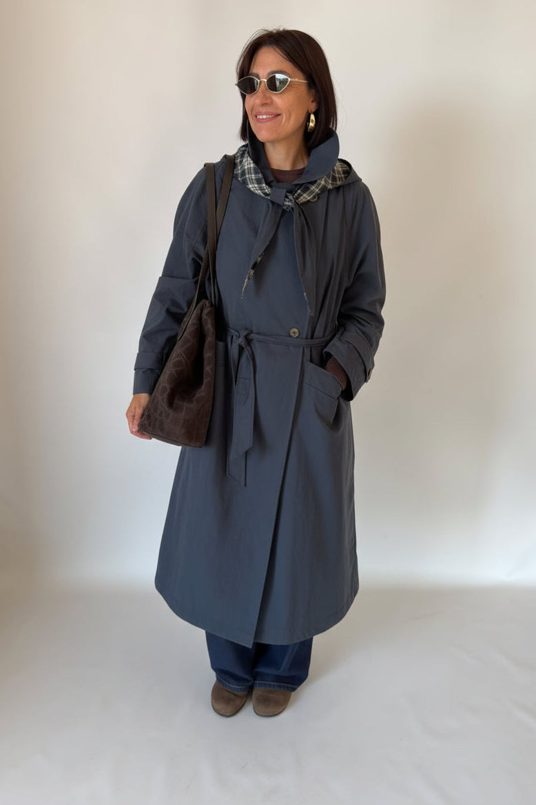 Trench blu lungo