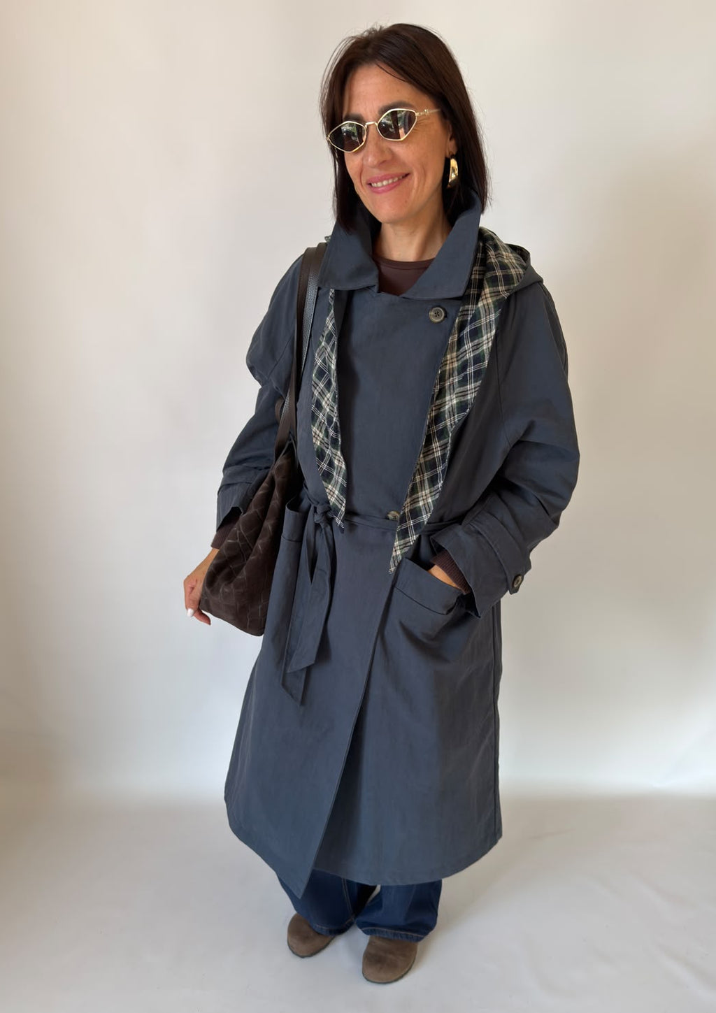 Trench blu lungo