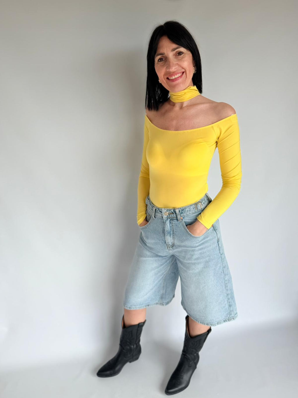 Body giallo con manica lunga