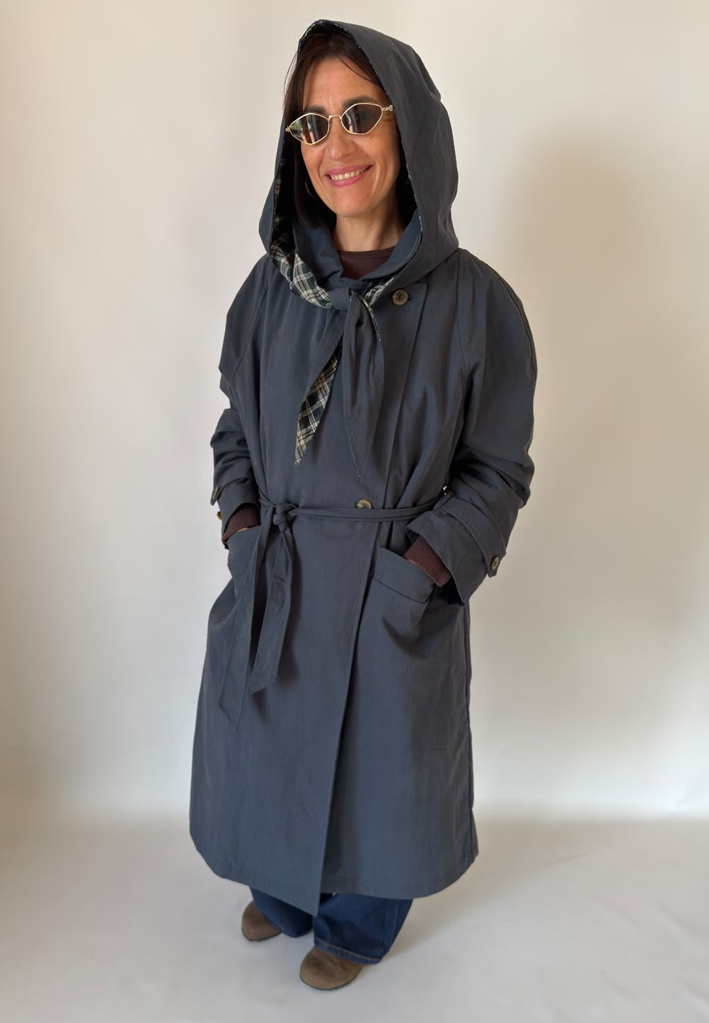 Trench blu lungo