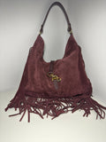 Borsa scamosciata bordeaux con frange