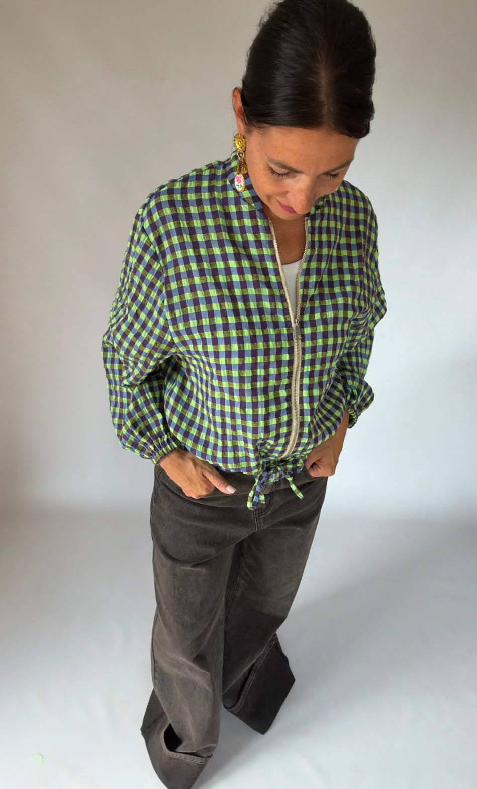 Camicia a quadri con zip