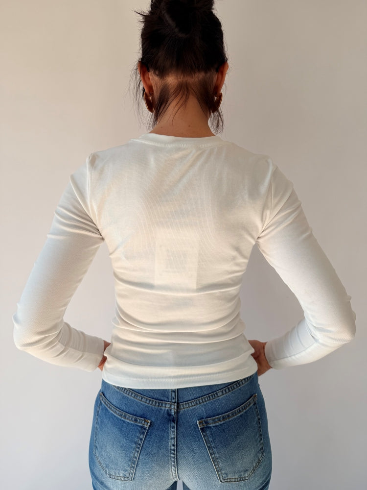 Maglia maniche lunghe cotone bianca