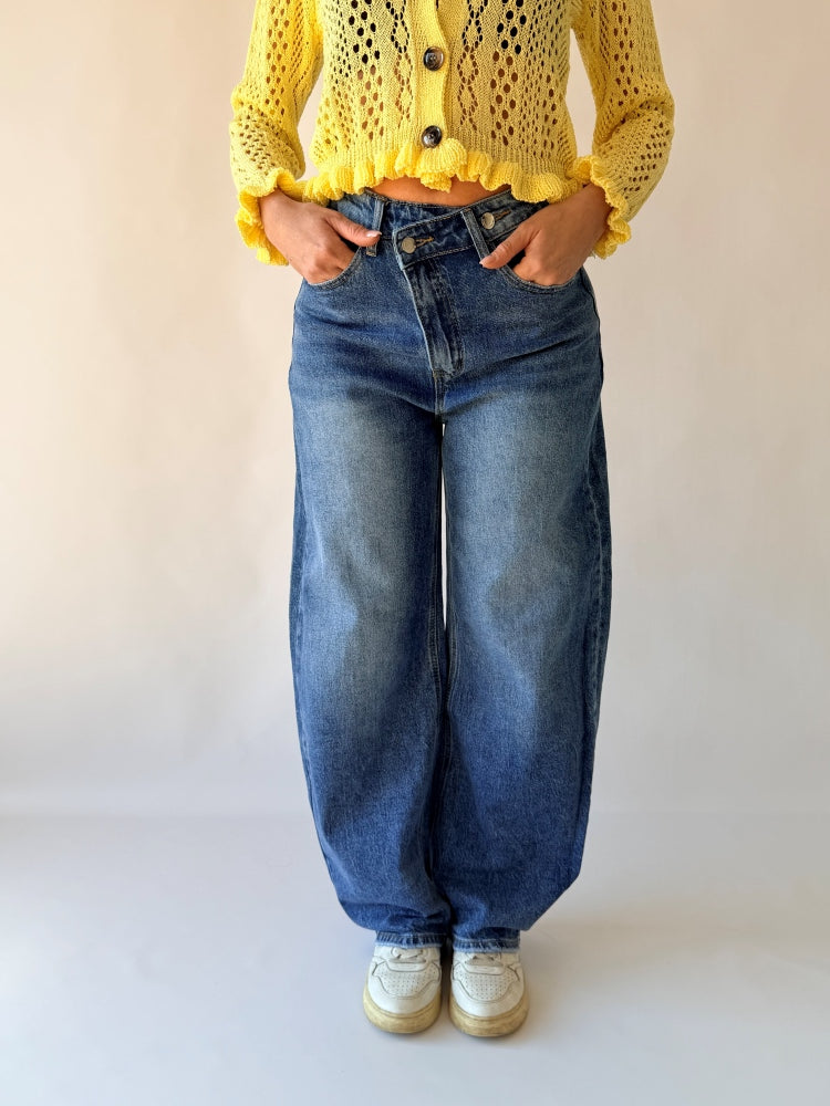Jeans Denim design a vita incrociata