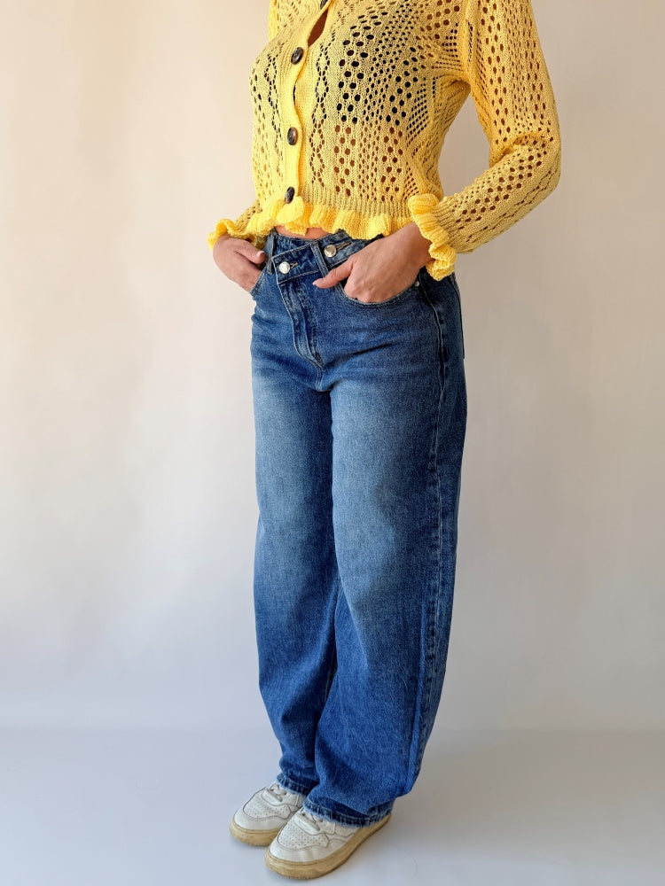Jeans Denim design a vita incrociata