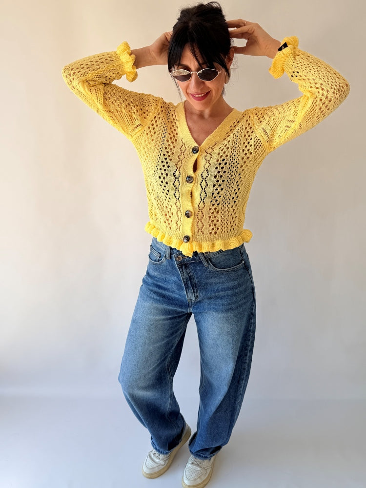 Cardigan uncinetto giallo