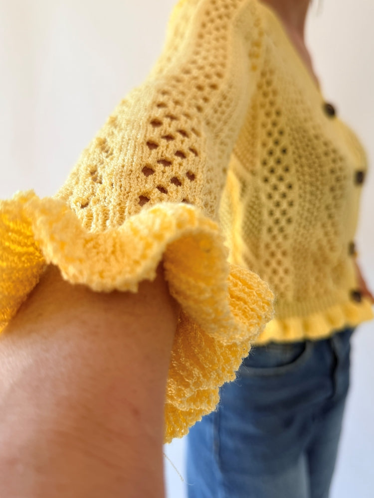 Cardigan uncinetto giallo