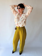 Pantaloni effetto lino in denim avorio
