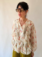 Camicia fiori con ruches