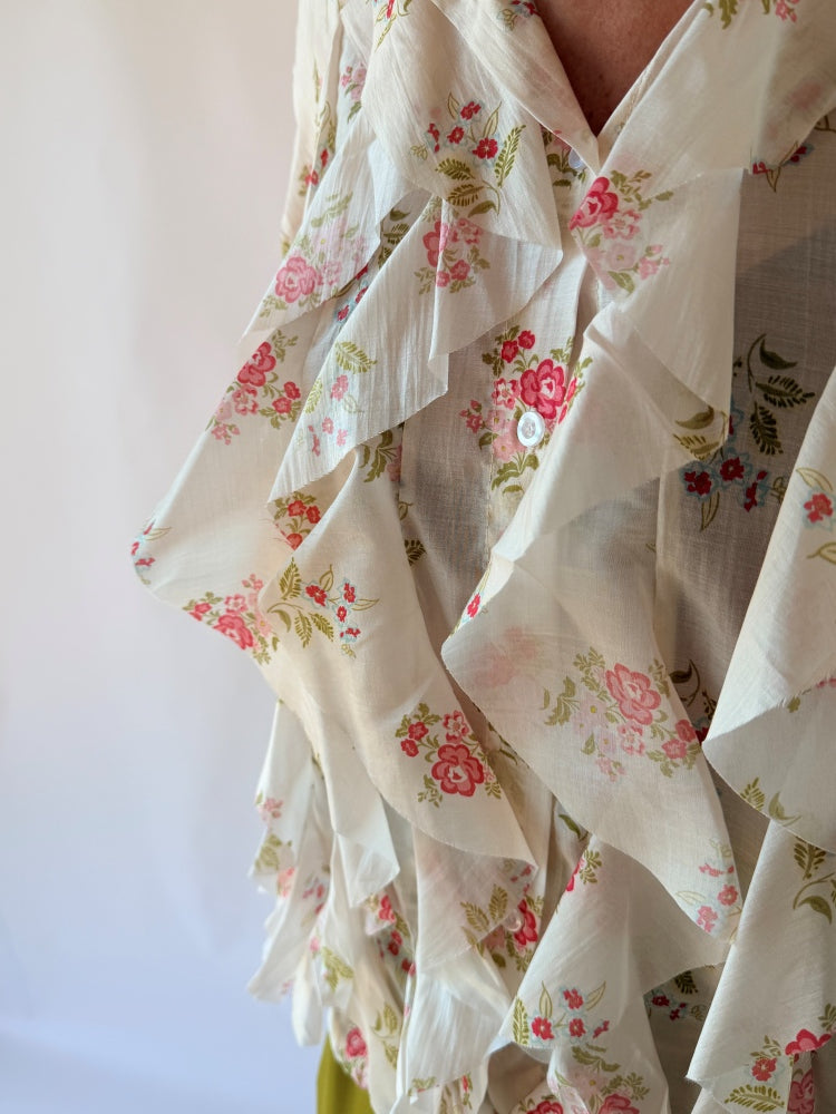 Camicia fiori con ruches