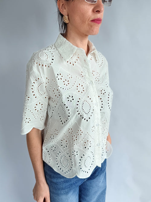 Camicia manica bianca Sangallo