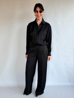 Pantalone raso di seta nero