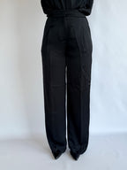 Pantalone raso di seta nero