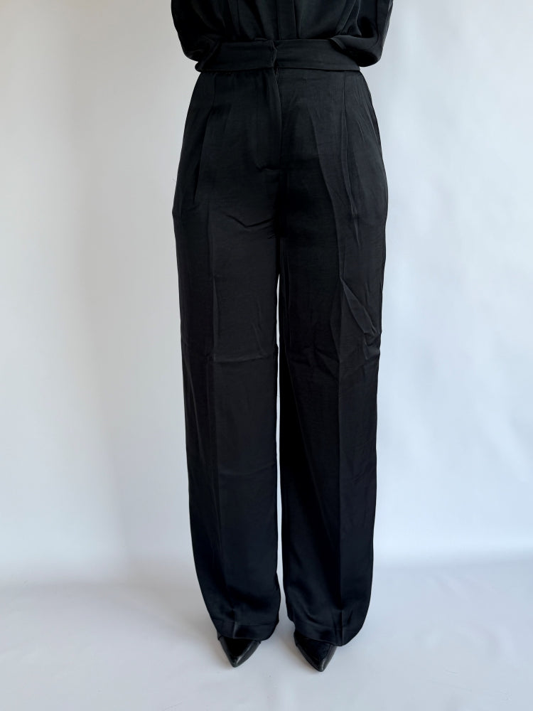 Pantalone raso di seta nero