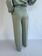 Pantalone raso di seta salvia