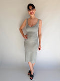 Vestito a costine in maglia grigio