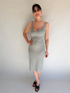 Vestito a costine in maglia grigio