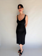 Vestito a costine in maglia nero