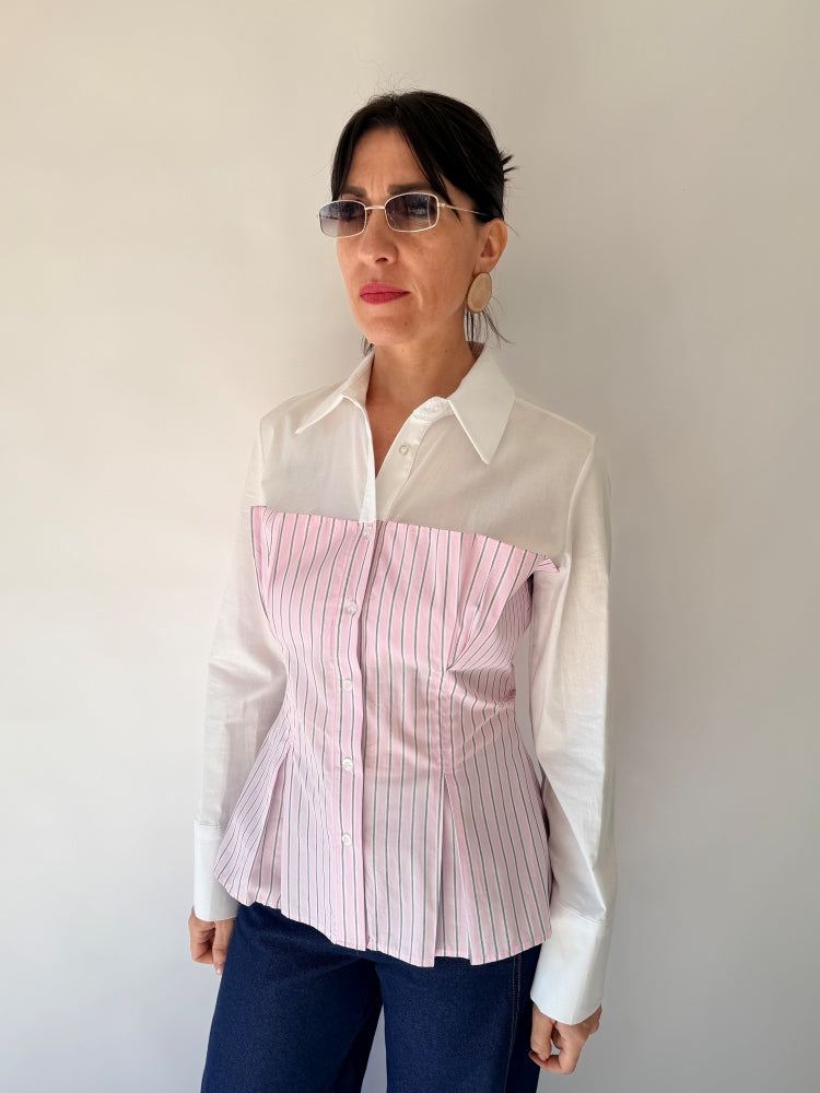 Camicia con corpetto rosa Lumina