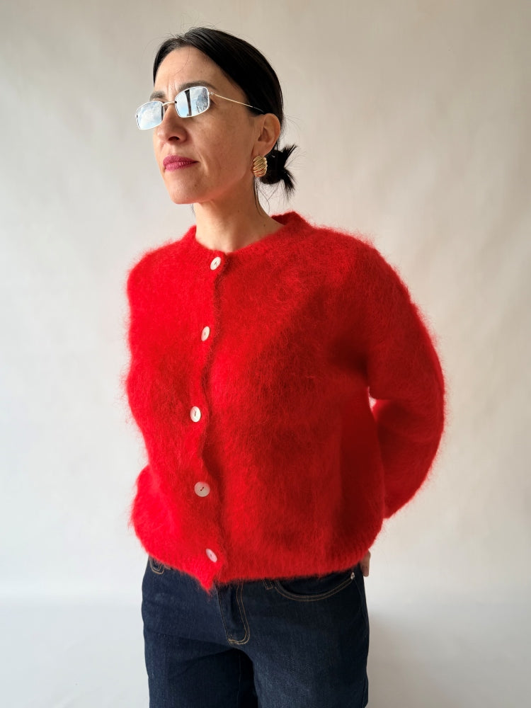 Cardigan lana mohair rosso