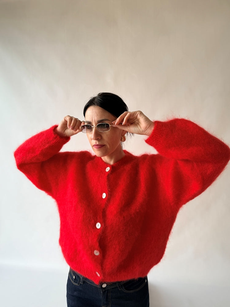 Cardigan lana mohair rosso